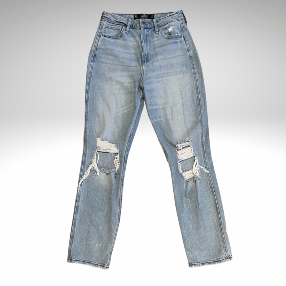HOLLISTER Ultra High Rise Mom Jeans Vintage Stretch Ripped Denim Size 24